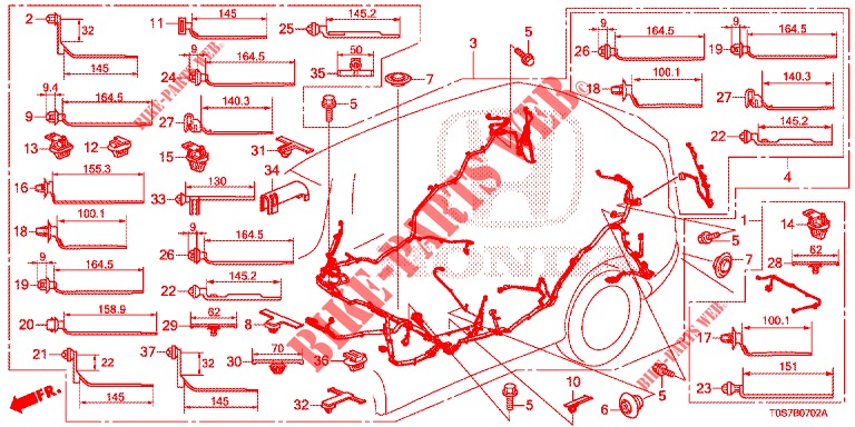 BARDATURA FILO (LH) (3) per Honda CR-V DIESEL 1.6 EXECUTIVE NAVI 4WD 5 Porte 6 velocità manuale 2016