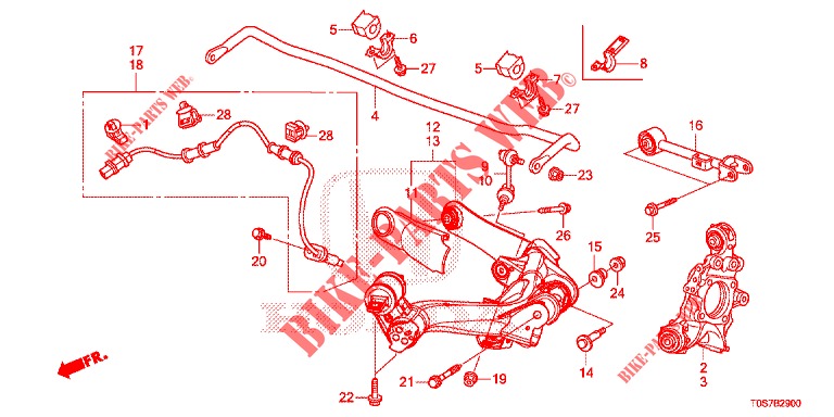 BRACCIO INFERIORE POST./ASTA RAGGIO  per Honda CR-V DIESEL 1.6 EXECUTIVE NAVI 4WD 5 Porte 6 velocità manuale 2016