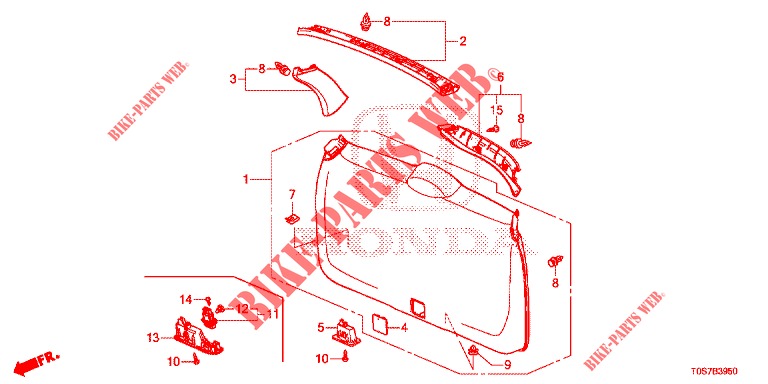 FODERA PORTELLONE/ FODERAMENTO PANNELLO(2D)  per Honda CR-V DIESEL 1.6 EXECUTIVE NAVI 4WD 5 Porte 6 velocità manuale 2016