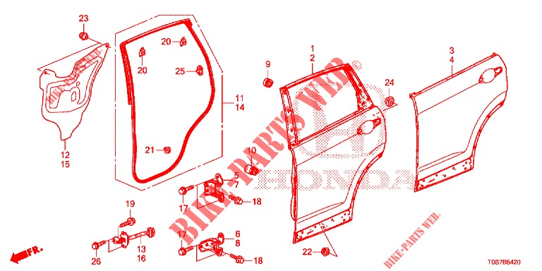 PANNELLI PORTIERE POST.(4D)  per Honda CR-V DIESEL 1.6 EXECUTIVE NAVI 4WD 5 Porte 6 velocità manuale 2016