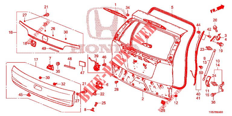 PANNELLO PORTELLONE(2D)  per Honda CR-V DIESEL 1.6 EXECUTIVE NAVI 4WD 5 Porte 6 velocità manuale 2016
