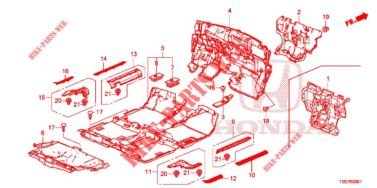 STOINO PAVIMENTO/ISOLATORE (2) per Honda CR-V DIESEL 1.6 EXECUTIVE NAVI 4WD 5 Porte 6 velocità manuale 2016