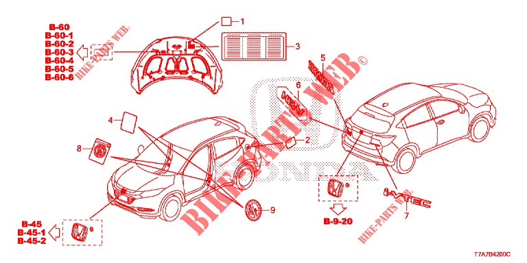 EMBLEME/ETICHETTE CAUZIONE  per Honda HR-V 1.5 ELEGANCE 5 Porte 6 velocità manuale 2017