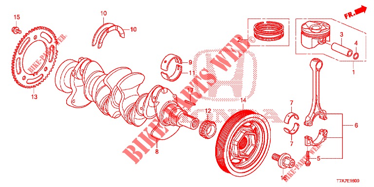 PISTONE/ALBERO A GOMITI (1.5L) (KE/KG) per Honda HR-V 1.5 ELEGANCE 5 Porte 6 velocità manuale 2017
