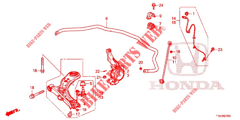 BRACCIO INFERIORE ANT./ MOLLA STABILIZZATORE  per Honda HR-V DIESEL 1.6 EXCLUSIVE 5 Porte 6 velocità manuale 2018