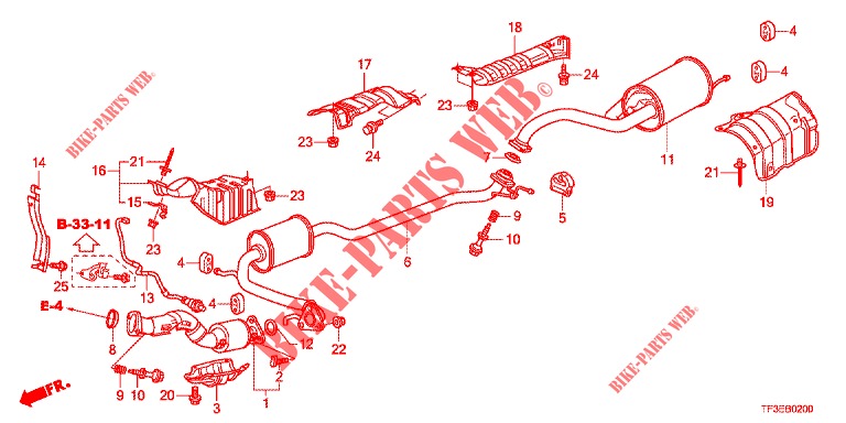 CONDOTTO SCARICO/SILENZIATORE (PGM FI)  per Honda JAZZ 1.4 LUXURY 5 Porte 5 velocità manuale 2012