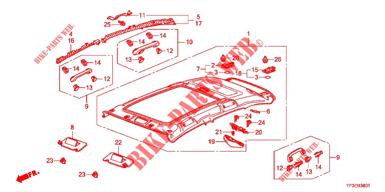 FODERA TETTO (TOIT PANORAMIQUE) per Honda JAZZ 1.4 LUXURY 5 Porte 5 velocità manuale 2012
