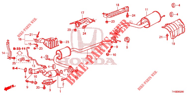 CONDOTTO SCARICO/SILENZIATORE (PGM FI)  per Honda JAZZ 1.4 LUXURY 5 Porte 5 velocità manuale 2014