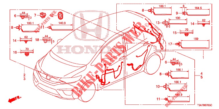 BARDATURA FILO (6) (LH) per Honda JAZZ 1.5 DYNAMIC 5 Porte pieno automatica 2018