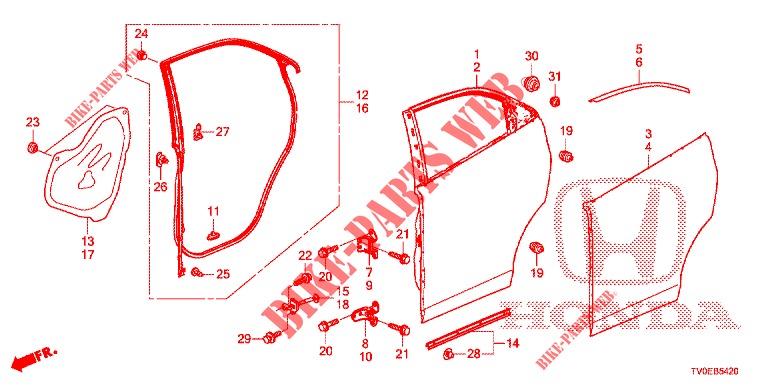 PANNELLI PORTIERE POST.(4D)  per Honda CIVIC 1.4 S 5 Porte 6 velocità manuale 2014