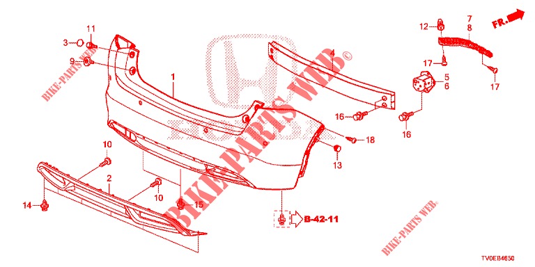 PARAURTI POSTERIORE  per Honda CIVIC 1.8 COMFORT 5 Porte 6 velocità manuale 2014
