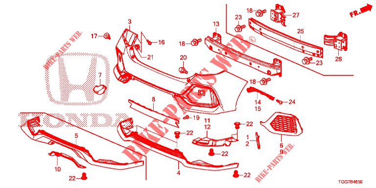 PARAURTI POSTERIORE  per Honda CIVIC 1.5 SPORT NAVI 5 Porte 6 velocità manuale 2018