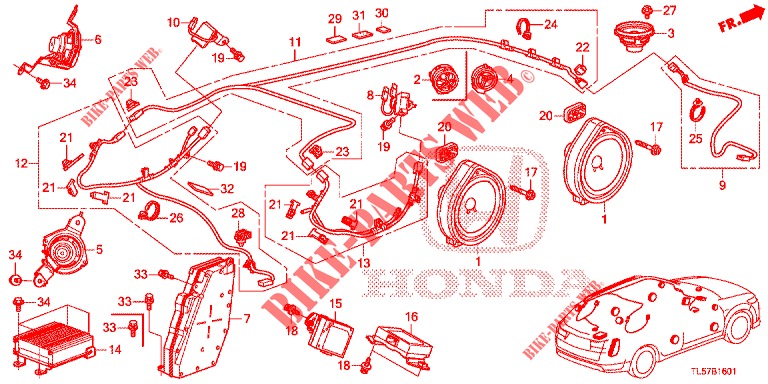 ANTENNA RADIO/ALTOPARLANTE (RH) per Honda ACCORD TOURER DIESEL 2.2 S 5 Porte 6 velocità manuale 2014