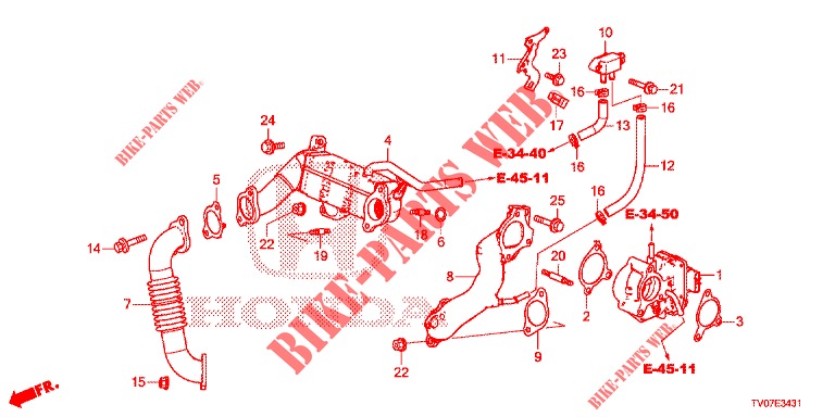 Valvola di ritorno. Scarico. Anello a bassa pressione (diesel) (1.6L) per Honda CIVIC DIESEL 1.6 S 5 Porte 6 velocità manuale 2013