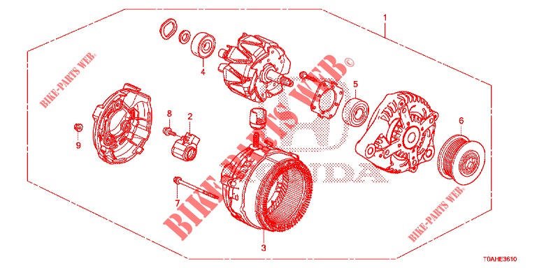 ALTERNATORE (DENSO) (DIESEL) per Honda CR-V DIESEL 1.6 EXCLUSIVE NAVI 4WD 5 Porte 6 velocità manuale 2017