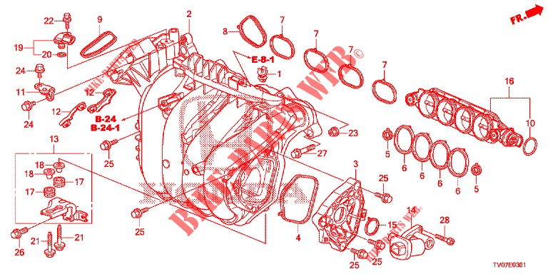 MOLTEPLICE ASPIRAZIONE (1.8L) per Honda CIVIC 1.8 SE 5 Porte 6 velocità manuale 2013