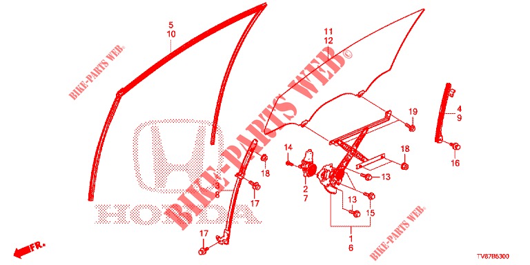 SPORTELLI PORTIERE ANT./REGOLATORE  per Honda CIVIC TYPE R 5 Porte 6 velocità manuale 2015