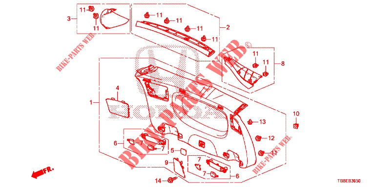 FODERA PORTELLONE/ FODERAMENTO PANNELLO(2D)  per Honda CIVIC TOURER 1.8 ES 5 Porte 5 velocità automatico 2015