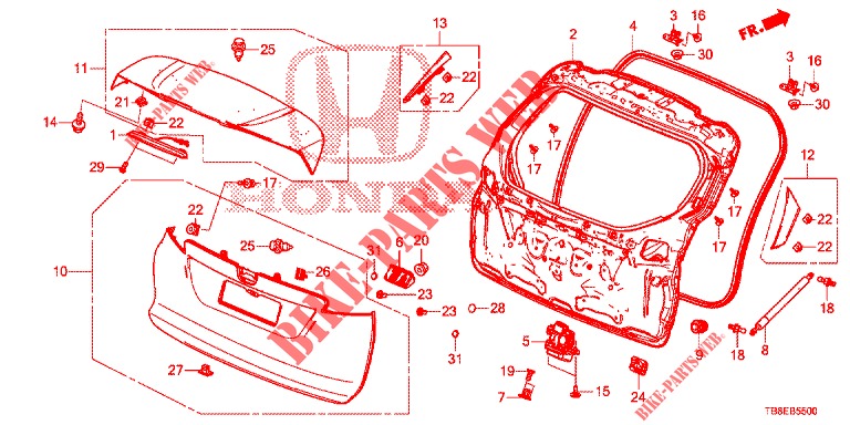 PANNELLO PORTELLONE(2D)  per Honda CIVIC TOURER 1.8 ES 5 Porte 5 velocità automatico 2015