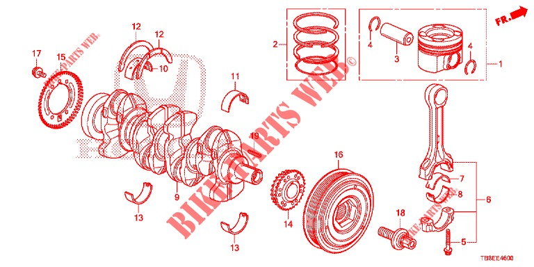 ALBERO A GOMITI/PISTONE (DIESEL) per Honda CIVIC TOURER DIESEL 1.6 ES 5 Porte 6 velocità manuale 2015