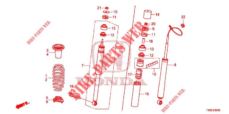 ASSORBITORE SCOSSE POST.  per Honda CIVIC TOURER DIESEL 1.6 ES 5 Porte 6 velocità manuale 2015