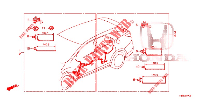 BARDATURA FILO (5) (RH) per Honda CIVIC TOURER DIESEL 1.6 ES 5 Porte 6 velocità manuale 2015
