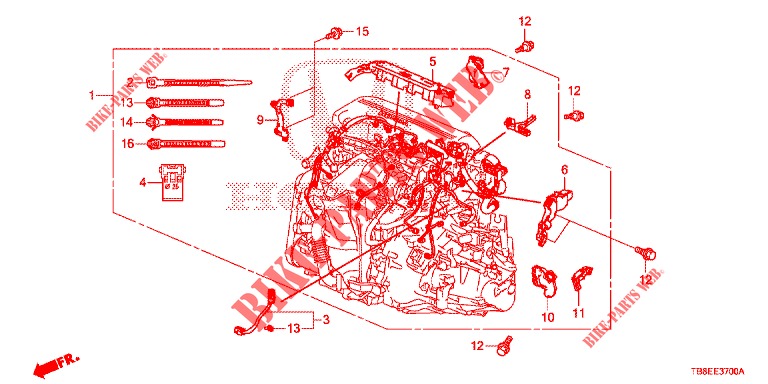 BARDATURA FILO MOTORE (DIESEL) per Honda CIVIC TOURER DIESEL 1.6 ES 5 Porte 6 velocità manuale 2015