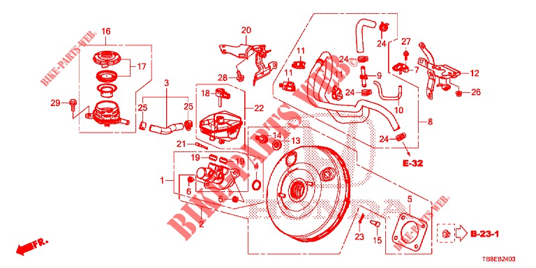 CILINDRO MAESTRO FRENO/ALIMENTO MAESTRO (RH) (DIESEL) per Honda CIVIC TOURER DIESEL 1.6 ES 5 Porte 6 velocità manuale 2015