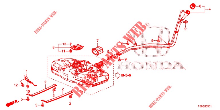 CONDOTTO RIEMPITORE COMBUSTIBILE (DIESEL) per Honda CIVIC TOURER DIESEL 1.6 ES 5 Porte 6 velocità manuale 2015