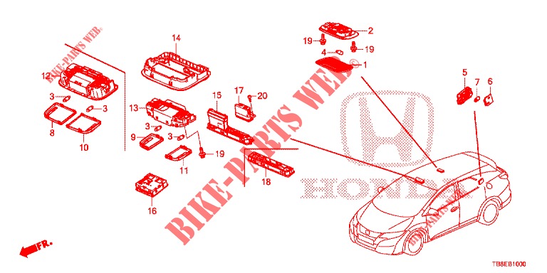 LUCE INTERIORE  per Honda CIVIC TOURER DIESEL 1.6 ES 5 Porte 6 velocità manuale 2015
