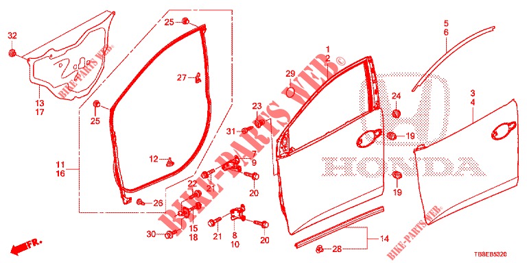 PANNELLI PORTIERE ANT.(2D)  per Honda CIVIC TOURER DIESEL 1.6 ES 5 Porte 6 velocità manuale 2015