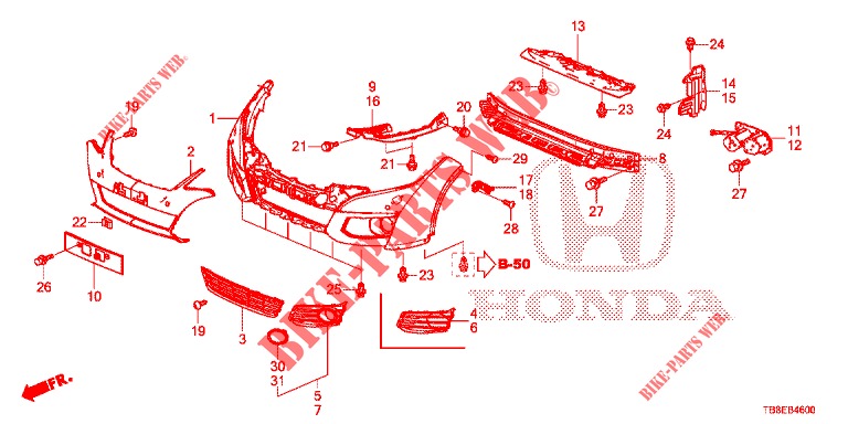 PARAURTI ANTERIORE  per Honda CIVIC TOURER DIESEL 1.6 ES 5 Porte 6 velocità manuale 2015
