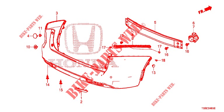PARAURTI POSTERIORE  per Honda CIVIC TOURER DIESEL 1.6 ES 5 Porte 6 velocità manuale 2015