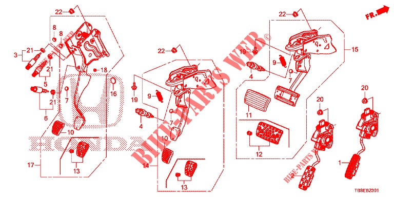 PEDALE (RH) per Honda CIVIC TOURER DIESEL 1.6 ES 5 Porte 6 velocità manuale 2015