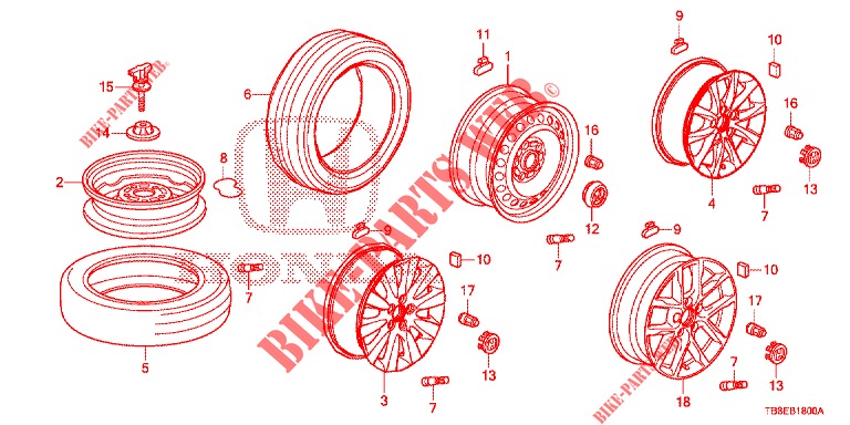 PNEUMATICO/DISCHI RUOTE  per Honda CIVIC TOURER DIESEL 1.6 ES 5 Porte 6 velocità manuale 2015