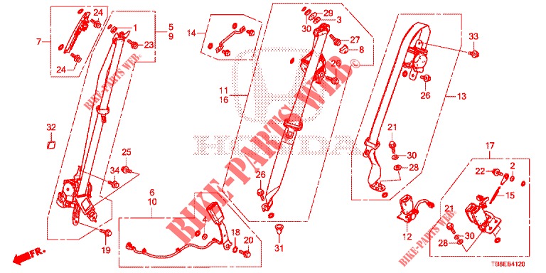 SEDILE ANTERIORE/CINTURE DI SICUREZZA  per Honda CIVIC TOURER DIESEL 1.6 ES 5 Porte 6 velocità manuale 2015