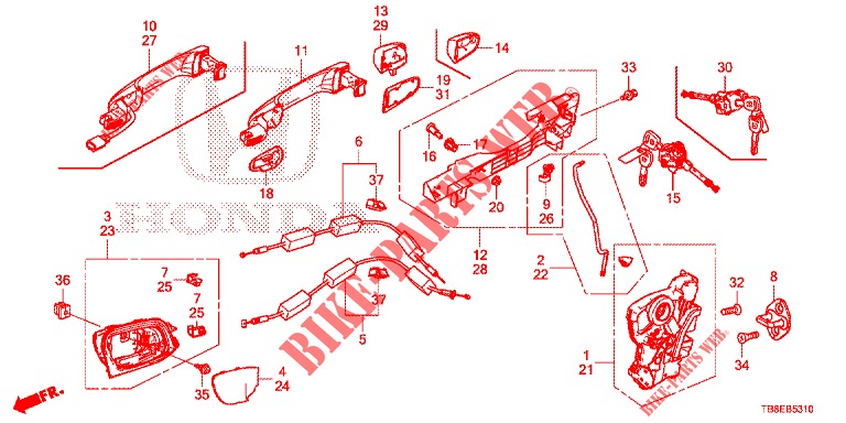 SERRATURE PORTIERE ANT./MANIGLIA ESTERNA  per Honda CIVIC TOURER DIESEL 1.6 ES 5 Porte 6 velocità manuale 2015