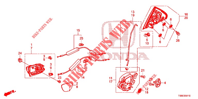 SERRATURE PORTIERE POST./MANIGLIA ESTERNA  per Honda CIVIC TOURER DIESEL 1.6 ES 5 Porte 6 velocità manuale 2015