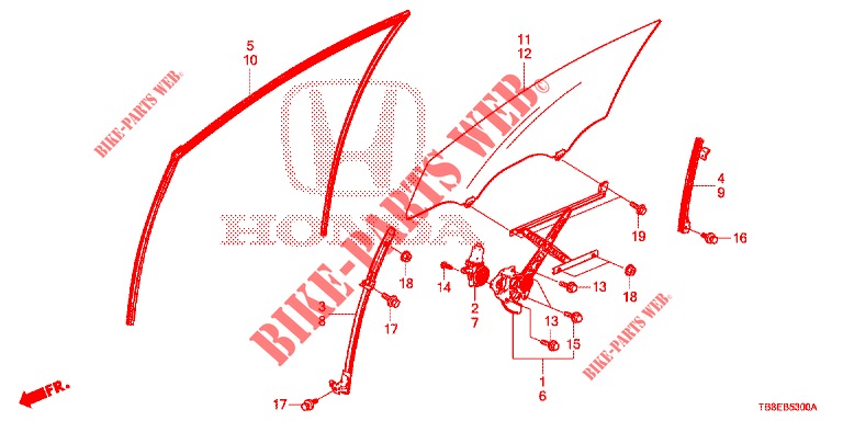 SPORTELLI PORTIERE ANT./REGOLATORE  per Honda CIVIC TOURER DIESEL 1.6 ES 5 Porte 6 velocità manuale 2015