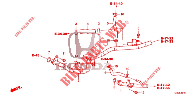 TUBO ACQUA/CONDOTTO RISCALDATORE (DIESEL) per Honda CIVIC TOURER DIESEL 1.6 ES 5 Porte 6 velocità manuale 2015