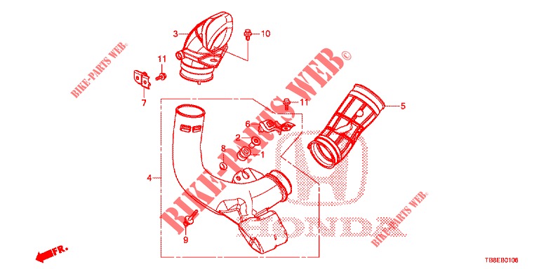 TUBO IMMISSIONE ARIA (DIESEL) per Honda CIVIC TOURER DIESEL 1.6 ES 5 Porte 6 velocità manuale 2015