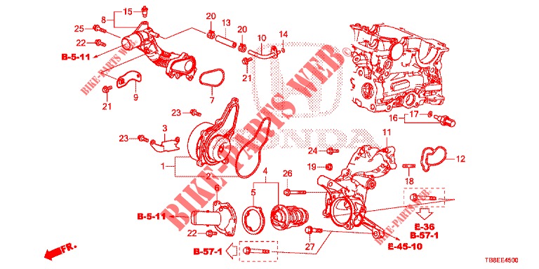 POMPA ACQUA/TERMOSTATO (DIESEL) per Honda CIVIC TOURER DIESEL 1.6 EXGT 5 Porte 6 velocità manuale 2015