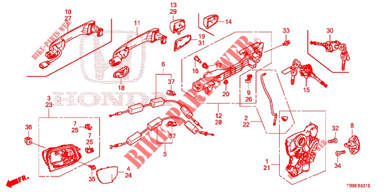 SERRATURE PORTIERE ANT./MANIGLIA ESTERNA  per Honda CIVIC TOURER DIESEL 1.6 SE 5 Porte 6 velocità manuale 2015