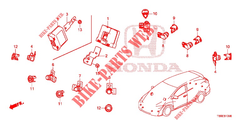 SENSORE PARCHEGGIO  per Honda CIVIC TOURER DIESEL 1.6 ES 5 Porte 6 velocità manuale 2016
