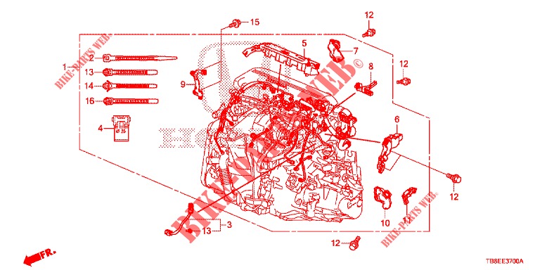 BARDATURA FILO MOTORE (DIESEL) per Honda CIVIC TOURER DIESEL 1.6 EXGT 5 Porte 6 velocità manuale 2016