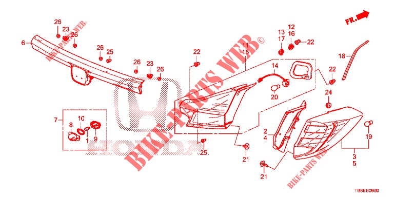 LUCE CODA/LUCE TARGA (PGM FI)  per Honda CIVIC TOURER DIESEL 1.6 EXGT 5 Porte 6 velocità manuale 2016