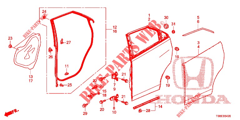 PANNELLI PORTIERE POST.(4D)  per Honda CIVIC TOURER DIESEL 1.6 EXGT 5 Porte 6 velocità manuale 2016