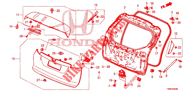 PANNELLO PORTELLONE(2D)  per Honda CIVIC TOURER DIESEL 1.6 EXGT 5 Porte 6 velocità manuale 2016