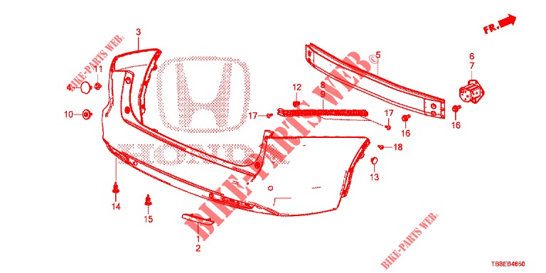 PARAURTI POSTERIORE  per Honda CIVIC TOURER DIESEL 1.6 EXGT 5 Porte 6 velocità manuale 2016