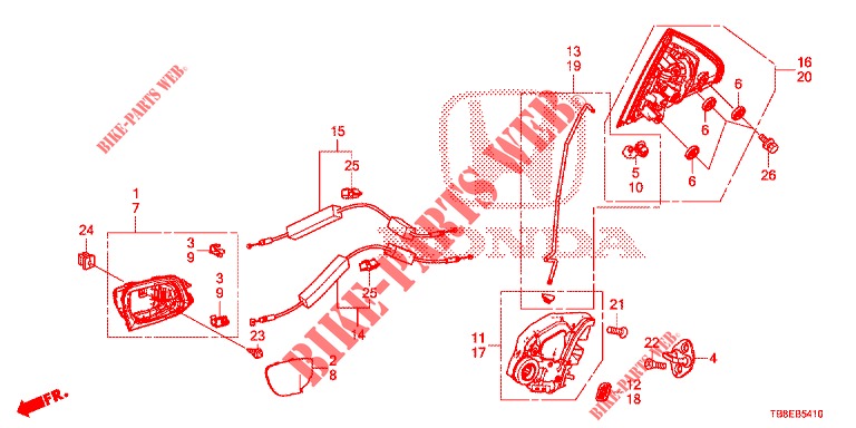 SERRATURE PORTIERE POST./MANIGLIA ESTERNA  per Honda CIVIC TOURER DIESEL 1.6 EXGT 5 Porte 6 velocità manuale 2016